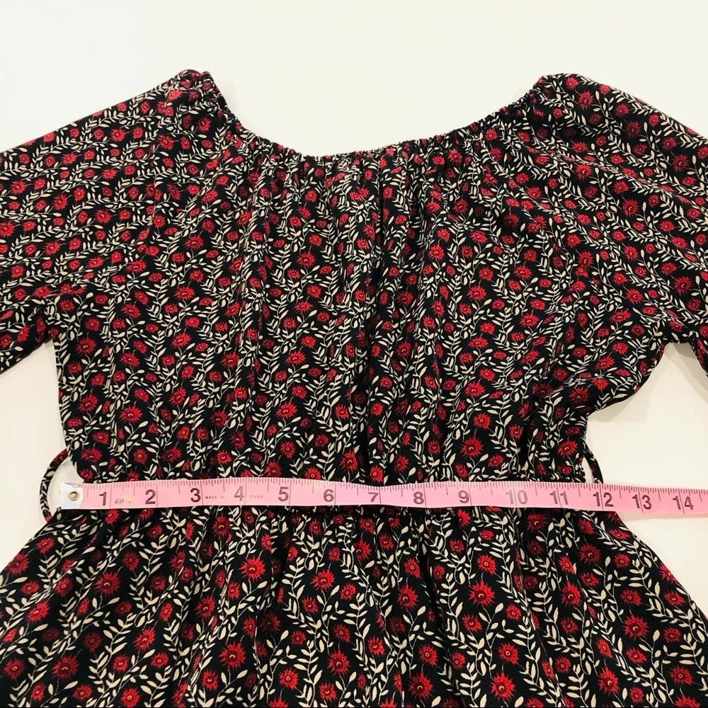Lulus Off Shoulder Floral Midi Dress Boho Cottagecore Long Sleeve S - Picture 11 of 17
